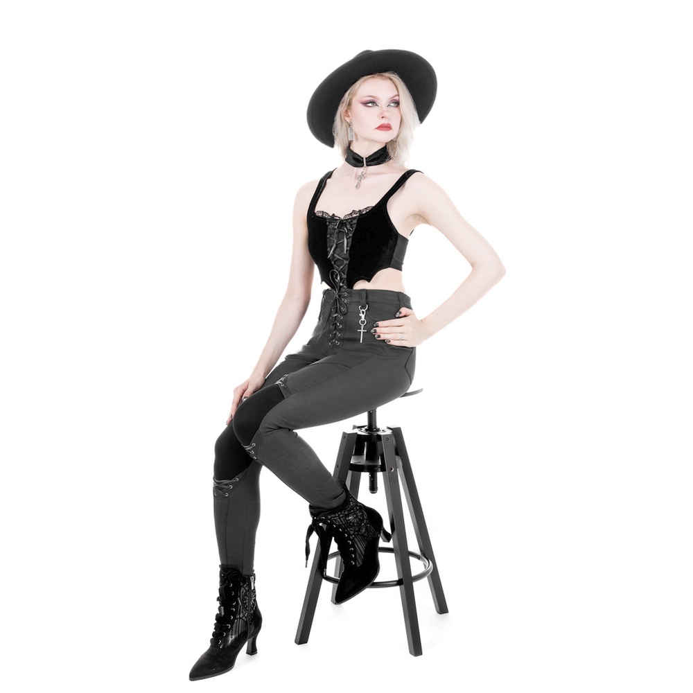 Restyle - Mortem LaceUp Skinny fit broek - Zwart